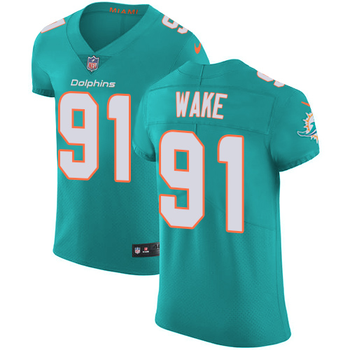 Nike Dolphins #91 Cameron Wake Aqua Green Team Color Men's Stitched NFL Vapor Untouchable Elite Jersey - Click Image to Close